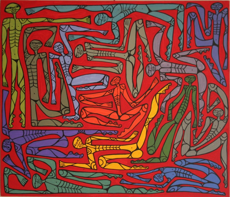 COLHOM “Hombres de Colores” Acrílico sobre tela.  60 x 70 cm. 2009